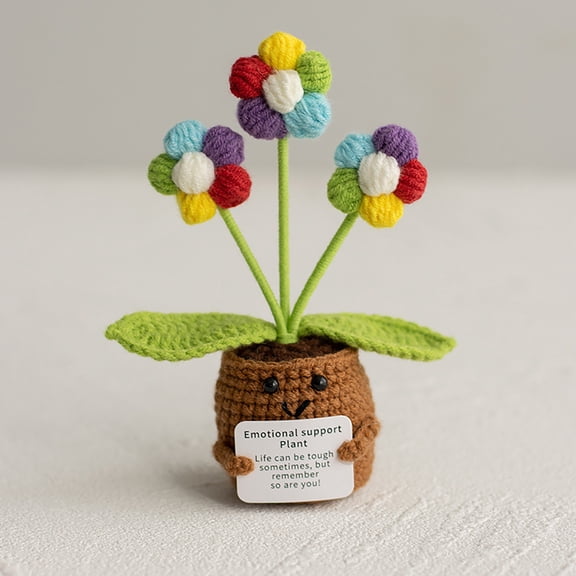 Mini Positive Crochet Potted Crochet Of The Valley With Positive Cards Inspirational Crochet Flower Pot Decoration Positive Crochet Toy