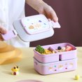 thumbnail image 3 of HESITONE Portable Lunch Box Compartment Bento Organizer with Handle and Buckles, 3 of 15