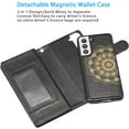 thumbnail image 2 of Mandala Wallet Case for Samsung Galaxy S21 5G,Detachable 2 in 1 PU Leather Flip Case with Magnetic Button Lanyard (9Card Slots+3Pockets+1Driver's License Pocket)-Black, 2 of 6