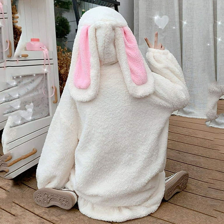 Bunny Jacket with Ears Full Zip with Bunny Ears Hood Animal Hoodies with Ears Solid Workout Hoodies for Women Cute Bunny Ear Rabbit Ear Bunny Sweatshirt Hoodie with Ears Walmart