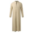 thumbnail image 4 of XDZJLR Mens Shirts Middle Arabic Style Long Button Muslim Robe Long Sleeve Robe Side Slit Robe Button Pocket Robe Shirts for Men, 4 of 5