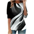 thumbnail image 4 of LiMoi Womens Tops Casual Knit Tops Womens 3/4 Sleeve Tops Plus Size Tops for Women Long Sleeve Printed Tshirts Shirts for Women New Arrivals, 4 of 7