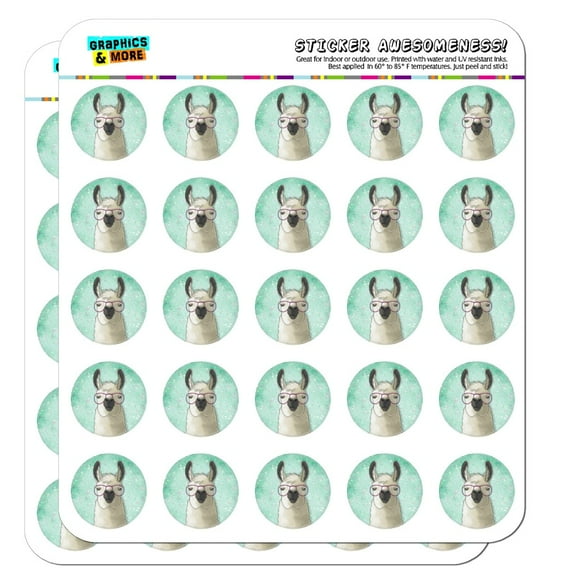 Hip Llama with Glasses 1" Planner Calendar Scrapbooking Crafting Clear Stickers
