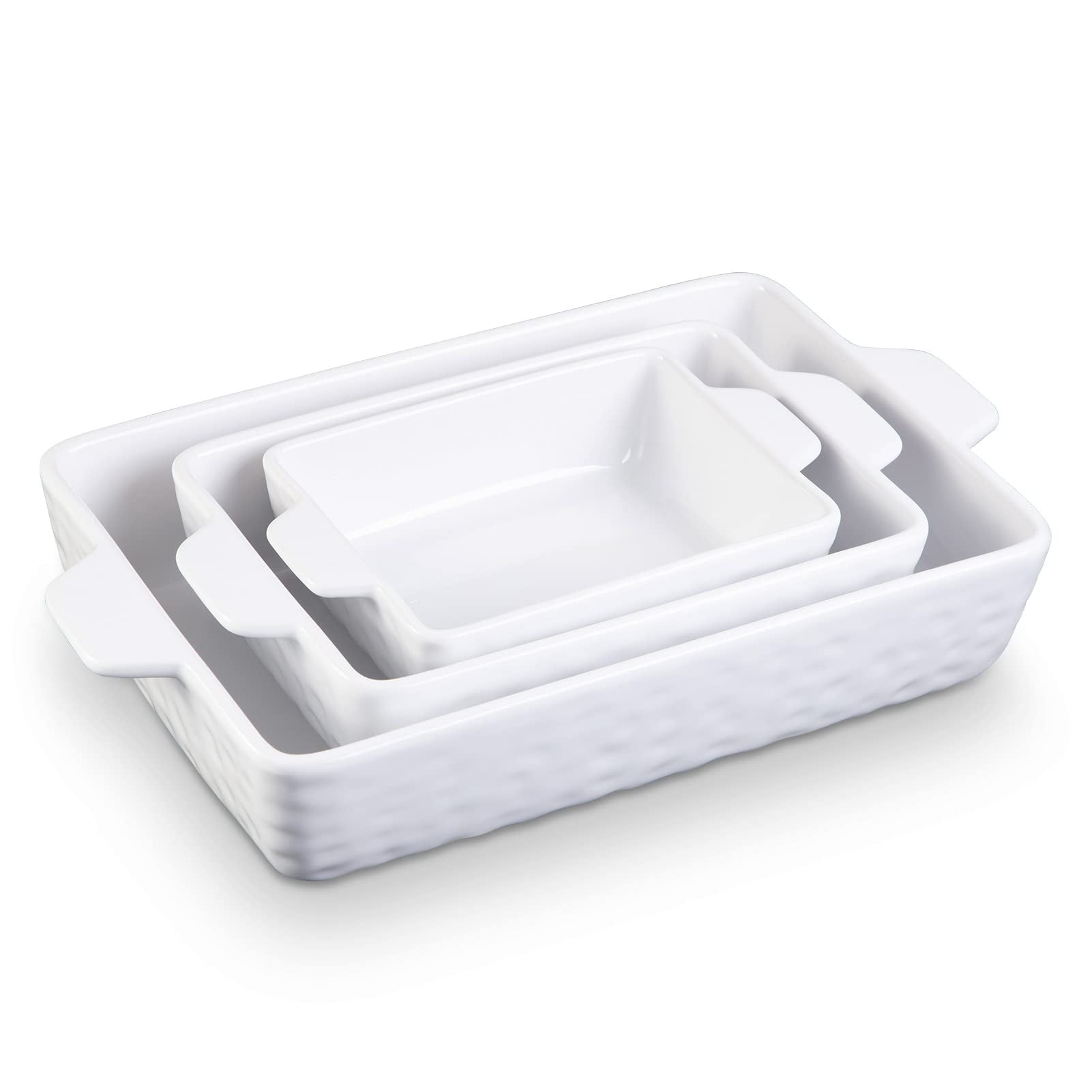 Entcook Rectangular Ceramic Bakeware Set, Baking Dishes Casserole Pans