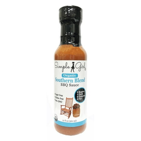 Simple Girl Organic Southern Blend Sugar-Free BBQ Sauce 12 oz (Sugar Free, Gluten Free, Non GMO, Low Carbs, Low Calorie, 0 Fat, Diet Safe BBQ