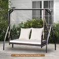thumbnail image 3 of Topbuy 880 LBS Wicker Hanging Porch Swing with Cushions 2-Person Outdoor Hanging Chair with Ropes Hanging Patio Swing Bench, 3 of 10