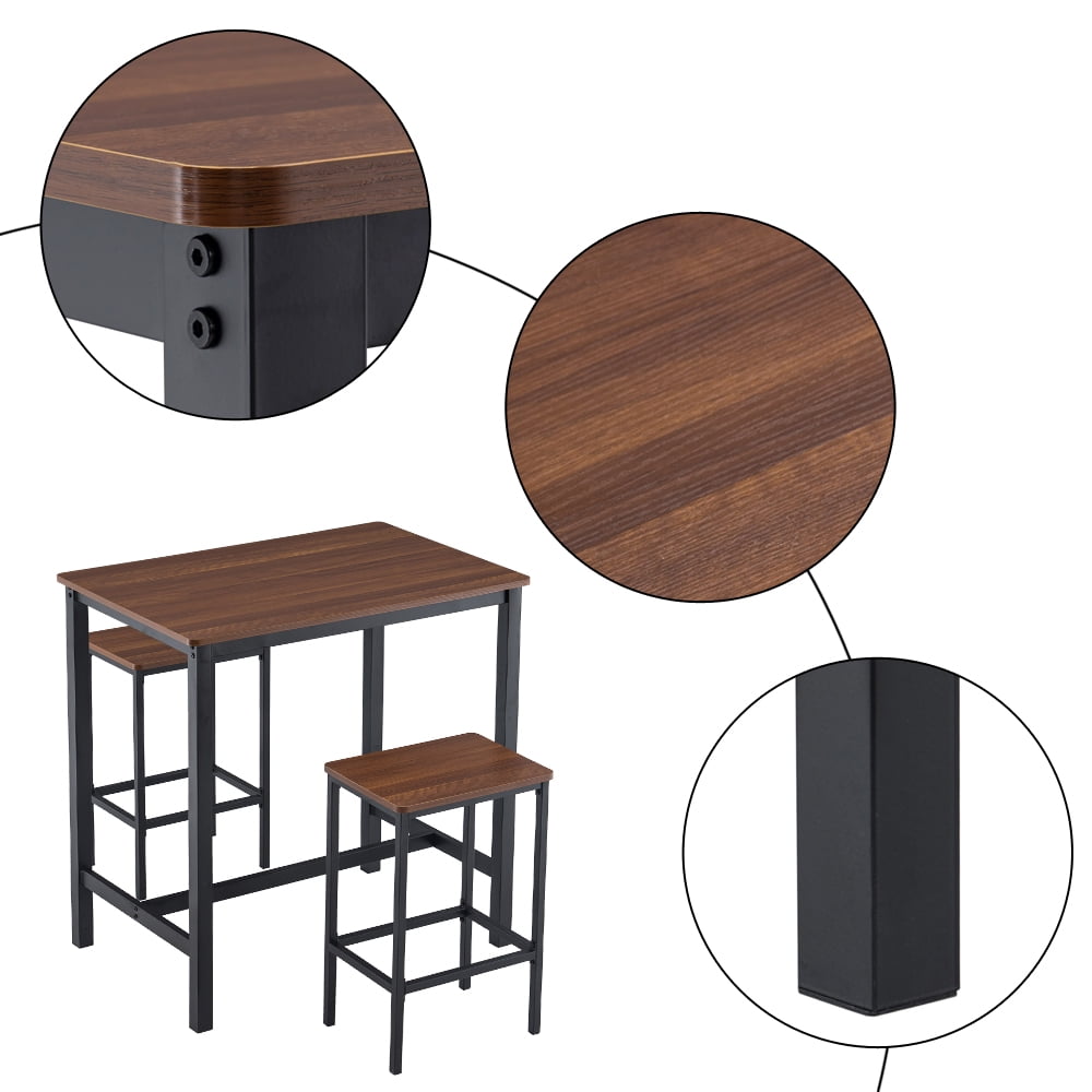 Kepooman Dining Table and Chair Set, 3-Piece Table Set, 35" W x 23"D x 36"H, Wood Grain Brown Kepooman Dining Table and Chair Set, 3-Piece Table Set, 35" W x 23"D x 36"H, Wood Grain Brown