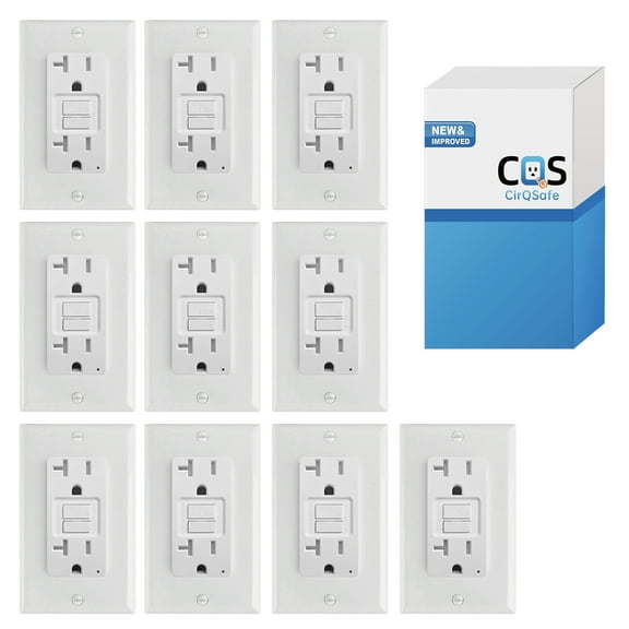 (10-Pack) CirQSafe GPG1120-WTR, 20A 125V White GFCI Electrical Outlet