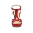 thumbnail image 6 of BLISSFUL STEP Women T Strap Slingback Platform Stiletto Heel Sandals Red 8, 6 of 8