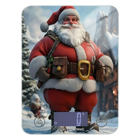 

Kitchen Electronic Scale Food Scale 7.68x5.71 inch Multifunctional Digital Kitchen Scale Tempered Glass Decorative Baking Cooking Meal Preparation Fat Santa Claus