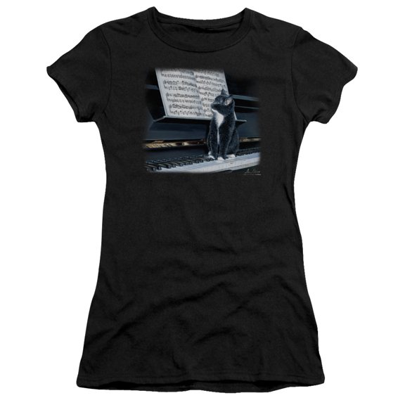 Wildlife Kitten On The Keys Junior Women's T-Shirt Sheer Black