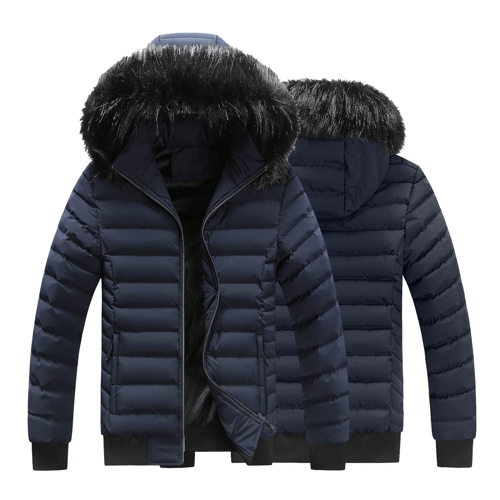 Mens puffer jacket with fur hood discount