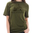 thumbnail image 3 of Big Size Happy Thanksgiving Drawing Graphic Design Unisex Ring Spun Combed Cotton Short Sleeve Deluxe Jersey T-Shirt - Army Green XL, 3 of 4