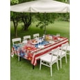 thumbnail image 4 of Outdoor Tablecloth with Umbrella Hole for Patio/Picnic/Party/Camping, 4th of July Waterproof Table Cloth Rectangle Table Cover Washable, Daisy Botanical Leaves Red Striped Independence (60"x 102"), 4 of 8