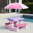 thumbnail image 2 of Outdoor Table and Chair Set with Removable Umbrella, Kids Picnic Table for Backyard Garden Patio, Pink & Purple, 2 of 10