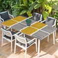 thumbnail image 2 of Yellow Table Cloths for 6 Foot Rectangle Tables, Modern Painting Farmhouse Striped Abstract Art Patio Waterproof Elastic Fitted Tablecloths, Washable Rectangular Table Cover for Camping, 2 of 8