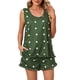 thumbnail image 1 of Women Heart Print Ruffle Pajamas Set Crewneck Tank Top Slant Pocket Shorts 2 Piece Sleepwear Loungewear OD Green XL, 1 of 6