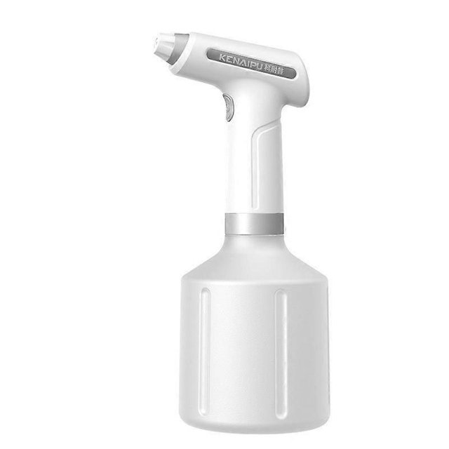 Botella rociadora eléctrica de 900 ml, regadera recargable para jardín con boquilla ajustable, rociador automático, herramienta de jardinería con pantalla LED, color blanco