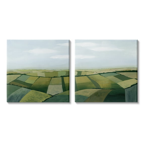 Stupell Industries Rolling Hill Farm Crop Landscape Patchwork Grass Fields, 24 x 24, Design by Grace Popp