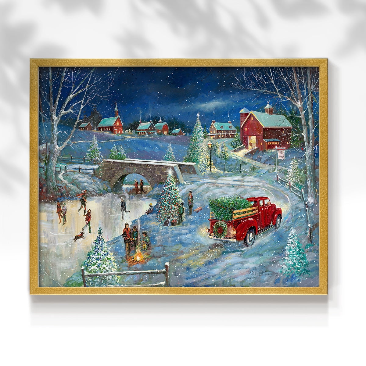 Warm Holiday Memories by Ruane Manning - Restickable Framed Giclée Print with Real Wood Frame