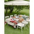 thumbnail image 3 of Outdoor Tablecloth with Umbrella Hole and Zipper, Christmas Cats Rectangle Table Cloth 60x84 Inch Waterproof Tablecloth, Xmas Tree Poinsettia Botanical Linen Texture Picnic Table Cover for Patio, 3 of 7