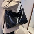 thumbnail image 5 of Womens Black Faux Faux Leather Tote Bag, Everyday Shoulder Bag & Work Tote Purse, Lightweight Versatile Carryall,Size Free Size, 5 of 7