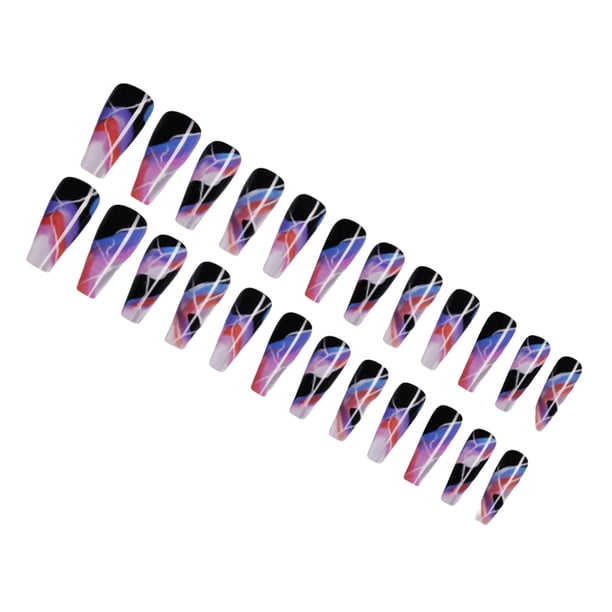Seitruly Uñas postizas de ataúd, estilo francés clásico, uñas a presión, cubierta completa, punta de uñas, pegatinas de manicura de viscosidad Arte de uñas tipo 31 Seitruly CE012296-31B