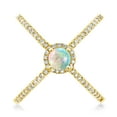 thumbnail image 2 of Gem Stone King 1.32 Ct Round Cabochon White Simulated Opal 18K Yellow Gold Plated Silver Criss Cross X Ring (Size 7), 2 of 5