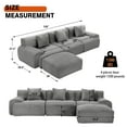 thumbnail image 5 of 120" Modular Boneless Cloud Couch Sectional Couches for Living Room with Ottoman, Modern L-Shaped Modular Sectional Sofa Bed with Deep Seat, Corduroy 3-Seater Sleeper Sofas for Living Room (DarkGray), 5 of 7