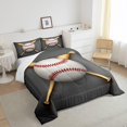 thumbnail image 4 of Juego de cama de béisbol 3D Bate de béisbol Impreso Edredón para Niños Niños Adolescentes 3D, 4 of 5