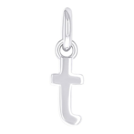 925 Sterling Silver Unisex Initial Small Alphabet T Charm Pendant for Men Women