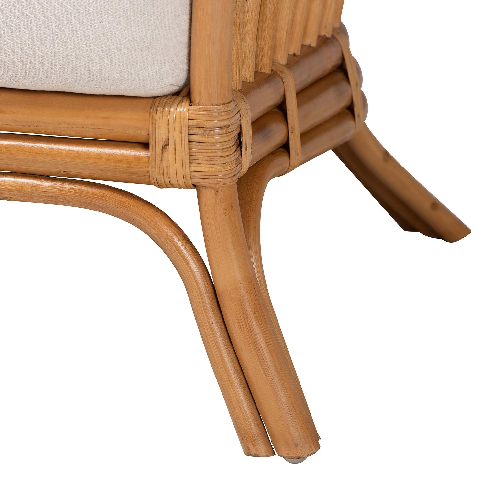 Bali and Pari Lisabon Bohemian Natural Rattan Fabric Polyurethane Foam Chevron Removable Cushions Armchair, Light Honey
