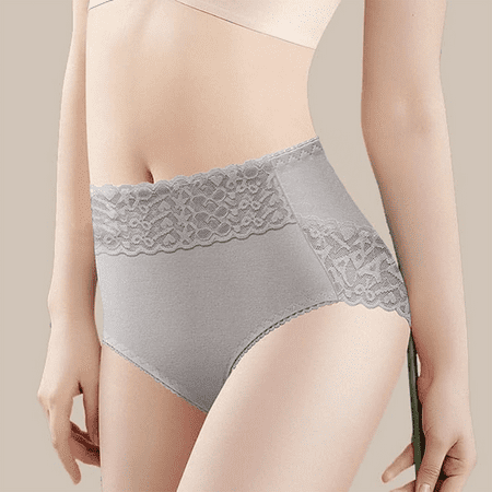 Fulorrnie Underwear for Women Plus Size Seamless High Waisted No Show Panties Cute Briefs Elastic Waist Breathable Panty Grey M