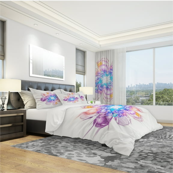 Designart 'Perfect Fractal Flower in Multi Colors' Modern & Contemporary Duvet Cover Set