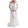 thumbnail image 5 of Efsteb Maternity Dresses for Photoshoot Off Shoulder Dress Women's Maternity Dress Gown Split Front Long Photography Dresses（White,M）, 5 of 6
