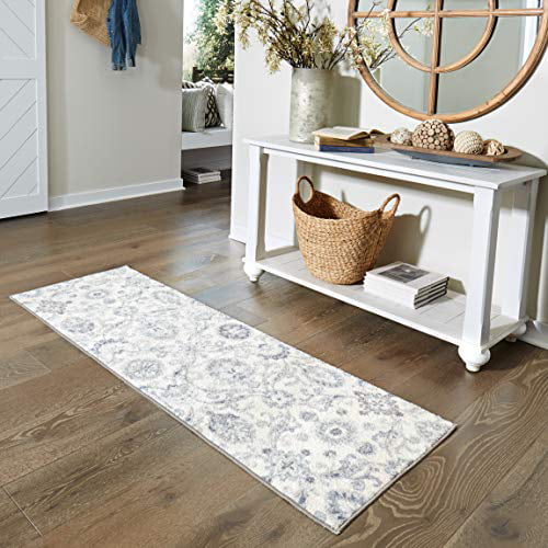 Made in USA Bedroom 2/'6 x 10/' Non Slip Hallway Entry Area Rug for Living Room Grey//White Rebecca Runner Rug Maples Rugs and Kitchen