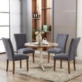 thumbnail image 4 of ZXNYH Upholstered Parsons Dining Chairs Set of 4, Fabric Dining Room Kitchen Side Chair with Nailhead Trim and Wood Legs - Beige, 4 of 7