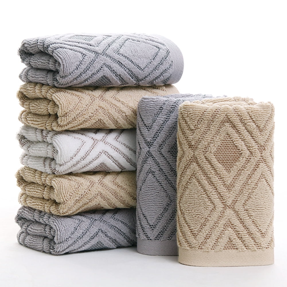 LQCrafK 100% Cotton Diamond Pattern Hand Towels for Bathroom Set of 4 (Beige Brown)