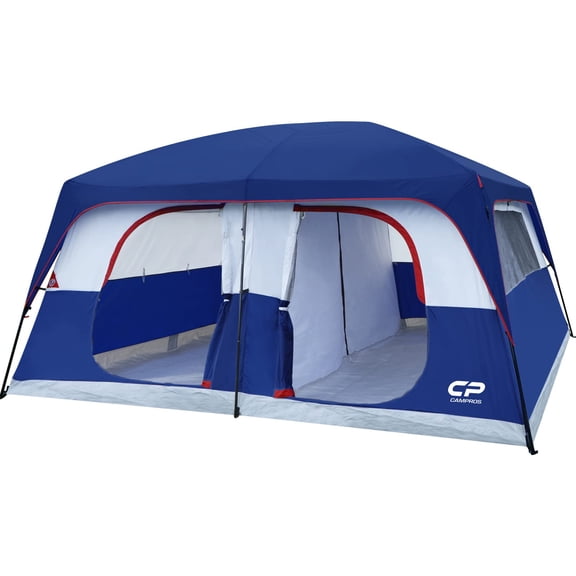 12 Person Camping Tents, 2 Room Weather Resistant Family Cabin Tent, 6 Large Mesh Windows with Carry Bag