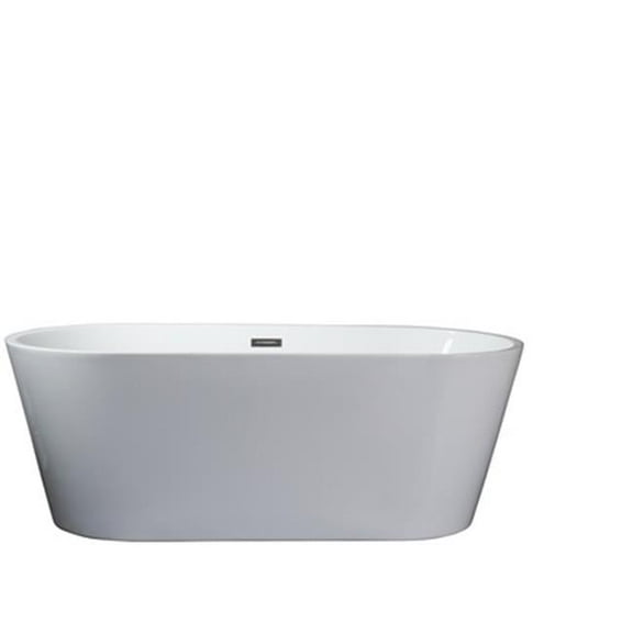 Lexora LD900367A1C0000 67 in. Melina Freestanding Bathtub with Chrome Drain, White