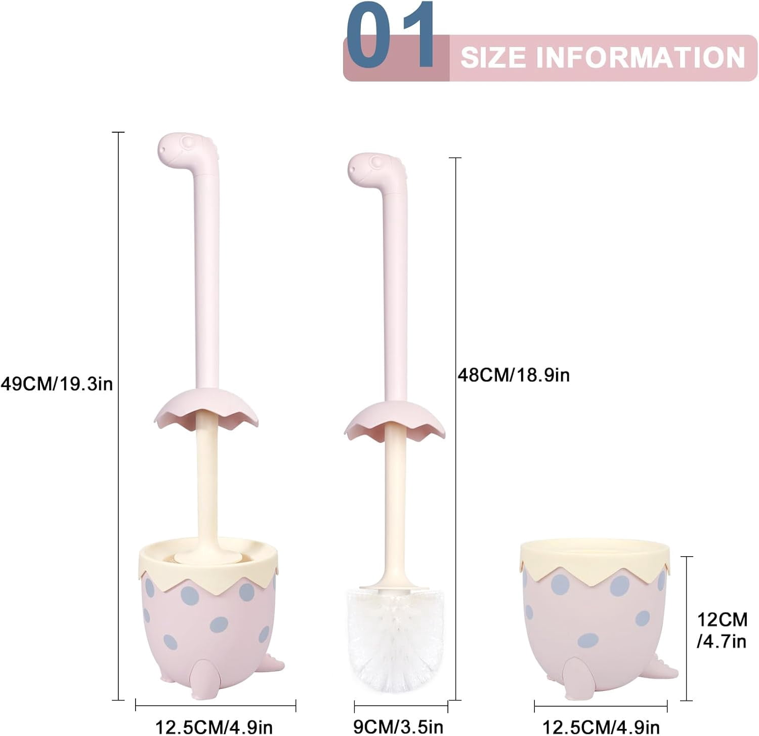 Toilet Brush, Pink, TPR Bristles
