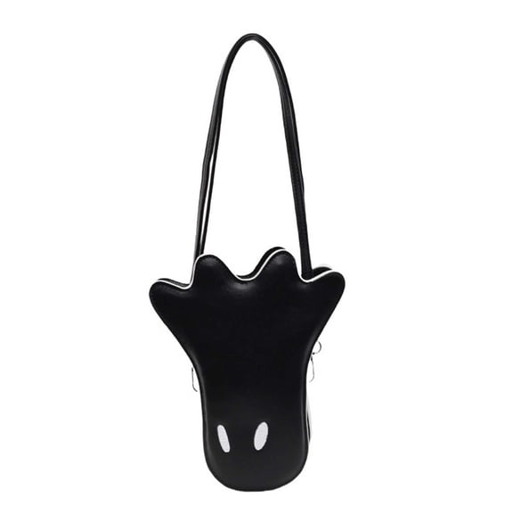 Wxolcjlv Halloween Ghost Shape Shoulder Bag Crossbody Purse for Women Black Minimalist Ghost Eyes Design Novelty PU Leather Bag for Halloween Night Out