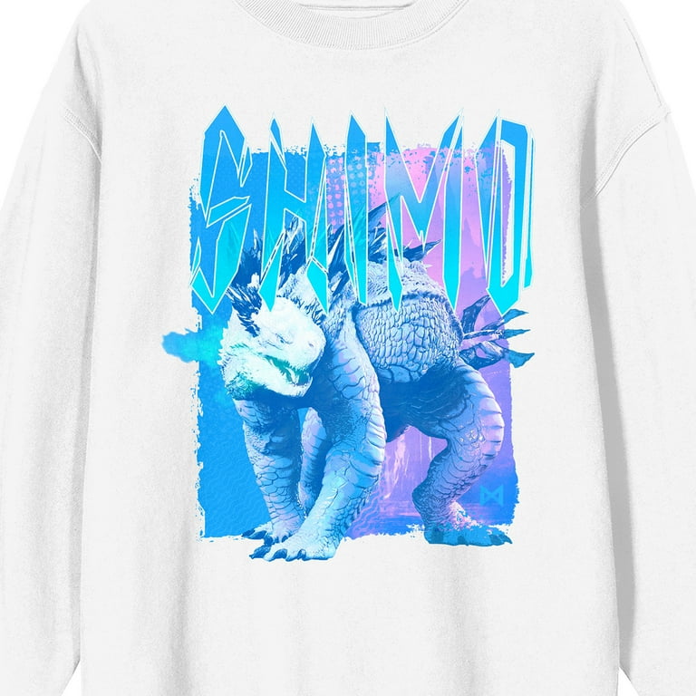 Godzilla x Kong: The New Empire Shimo Crew Neck Long Sleeve Adult White Sweatshirt-Small Godzilla x Kong: The New Empire Shimo Crew Neck Long Sleeve Adult White Sweatshirt-Small