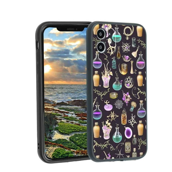 Magical-black-cats-Witchy-Skulls-3 Phone Case, Degined for iPhone 12 Case Men Women, Flexible Silicone Shockproof Case for iPhone 12