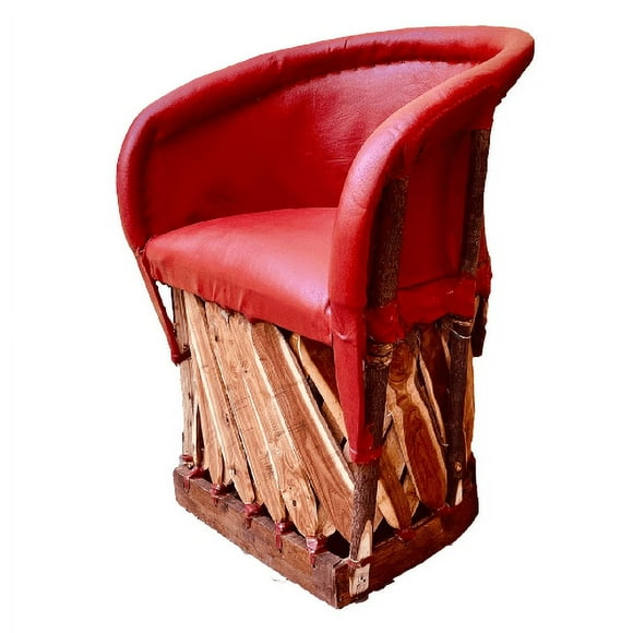 Silla Equipal Tradicional Rustico 100% Piel Color Rojo