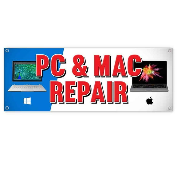PC Mac Repair 13 oz Vinyl Banner With Metal Grommets