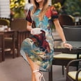 thumbnail image 3 of Balery Beautiful Red Train Hot Air Balloon Vestidos sueltos de manga corta para mujer, vestidos de verano 2025, vestidos casuales de corte A con vuelo., 3 of 6