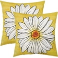 thumbnail image 7 of Spring Daisy Pillow Covers 18x18 Set of 2 Cute Floral Yellow Summer Outdoor Decorative Throw Pillows Farmhouse Flower Pillowcases Linen Cushion Case Decor for Home Sofa Couch Bed, 7 of 7