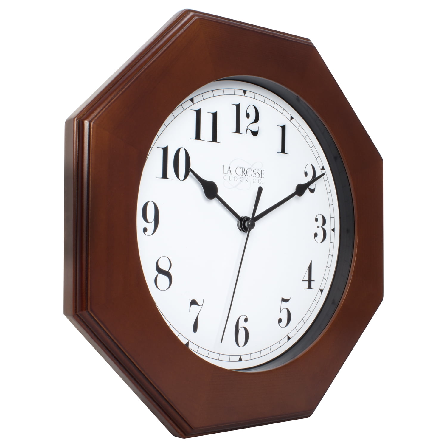 La Crosse Clock 404-2624O 9.5 Inch Octagon Wood Wall Clock