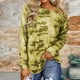 thumbnail image 2 of Moda mujer estampado manga larga cómoda transpirable ahueca hacia fuera la camisa Tops Fridja hj3254, 2 of 5